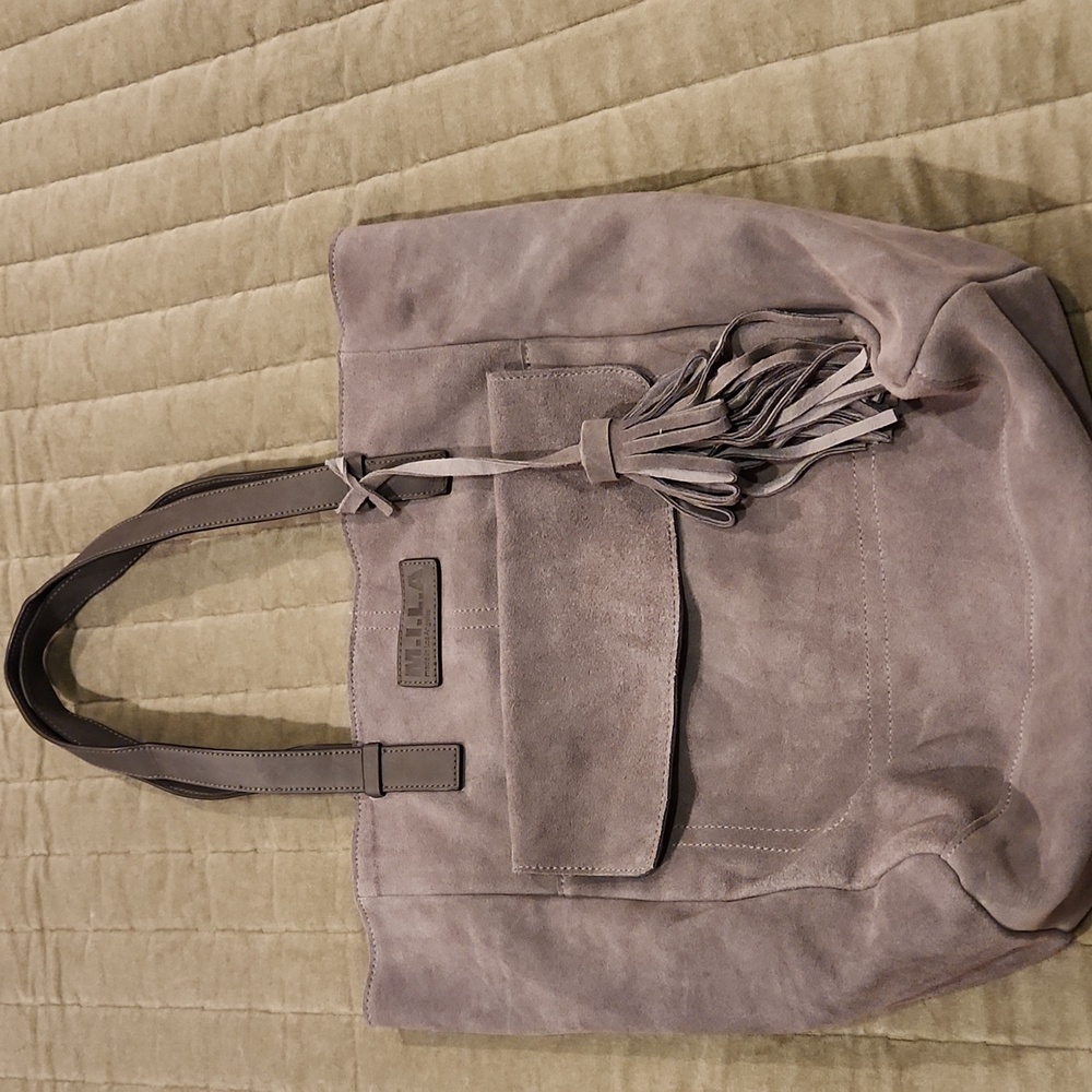 M.I.L.A. made in Los Angeles suede gray bag